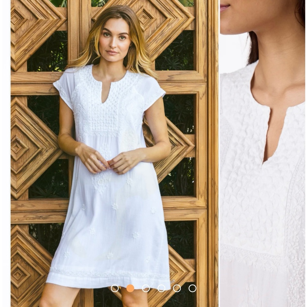 Roller Rabbit cotton embroidered  White Dress